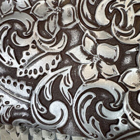 Justin Silver Wash Mini Shoulder Bag Convertible Wristlet Festival Boho Western - Picture 4 of 8